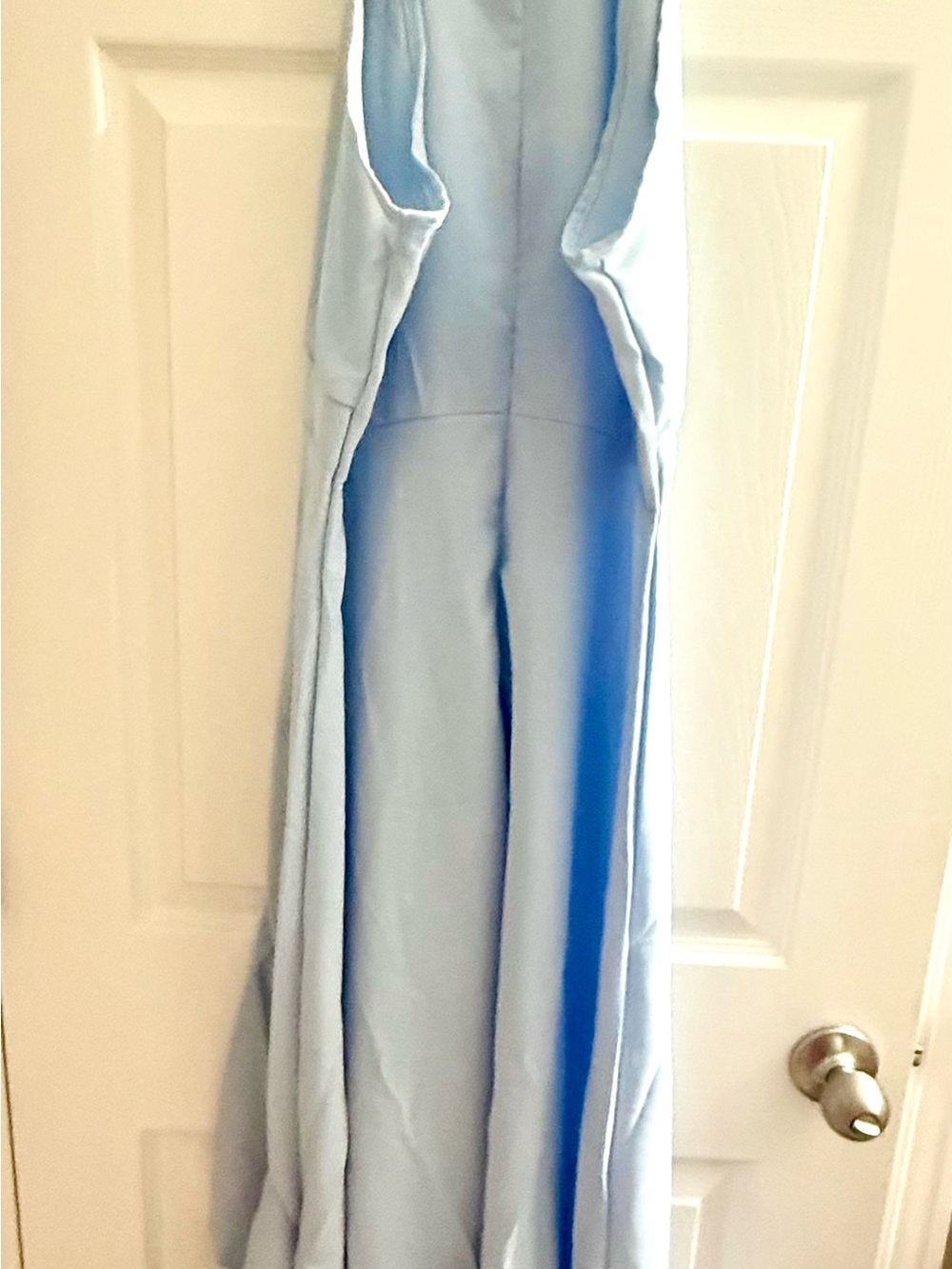 Light Blue Halter Ruffle High-Low Dress - Picture 4 of 4